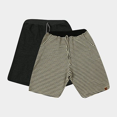 Kit 2 Bermudas Moletom Básicos Masculina - Masculino