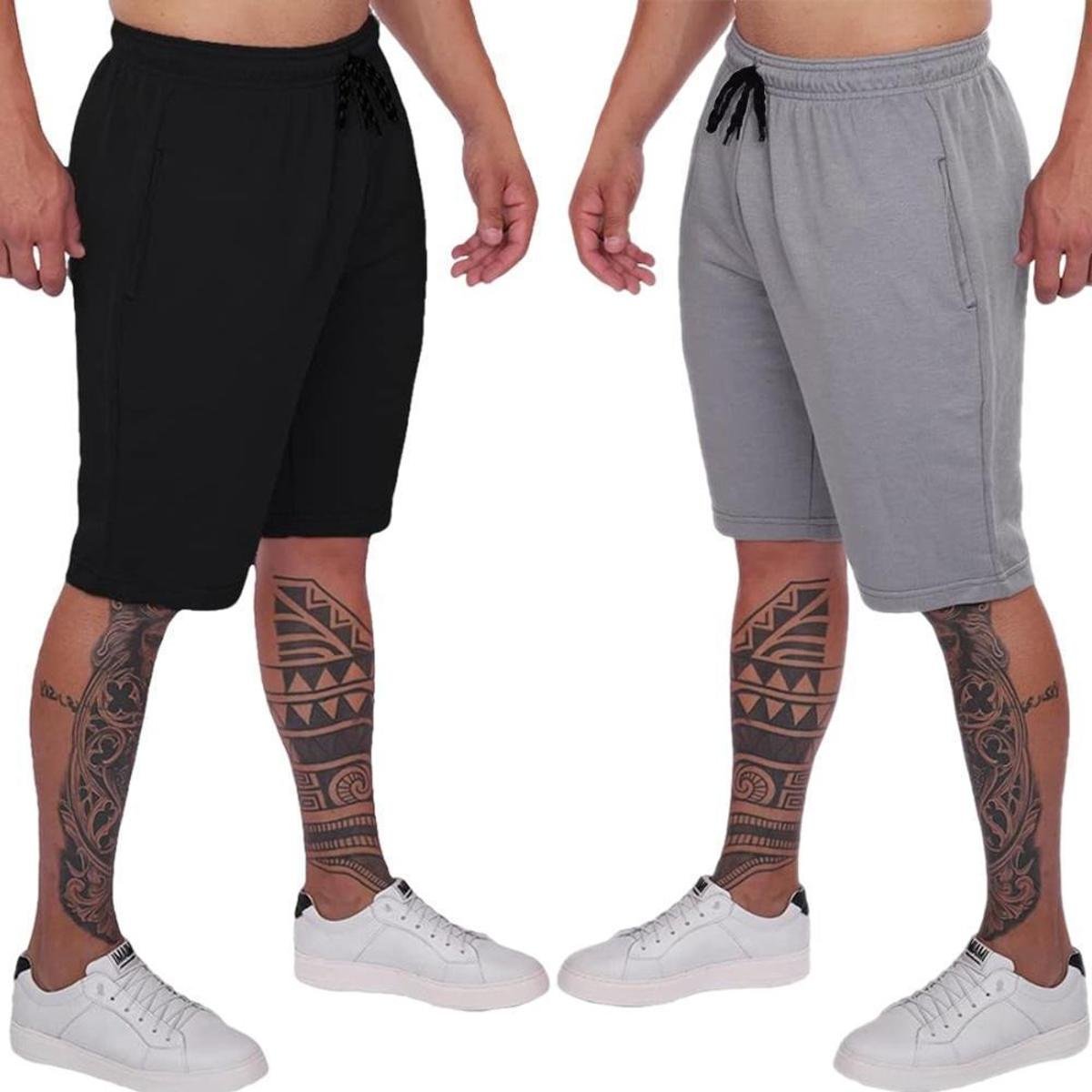 Kit 2 Bermudas Moletom Masculino Polo Oilec Sports - Mescla Menor preço em Kit 2 Bermudas Moletom Masculino Polo Oilec Sports - Mescla