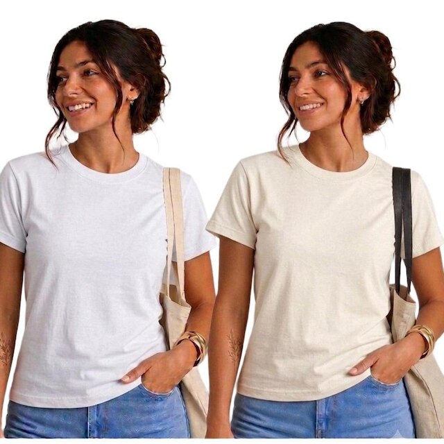 Kit 2 Blusa Baby Look Camiseta Basica Feminina Algodão