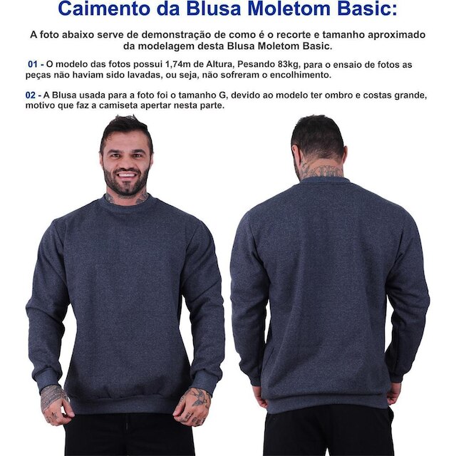 Kit 2 Blusa de Frio Moletom Basic MXD Conceito Sem Capuz Lisas
