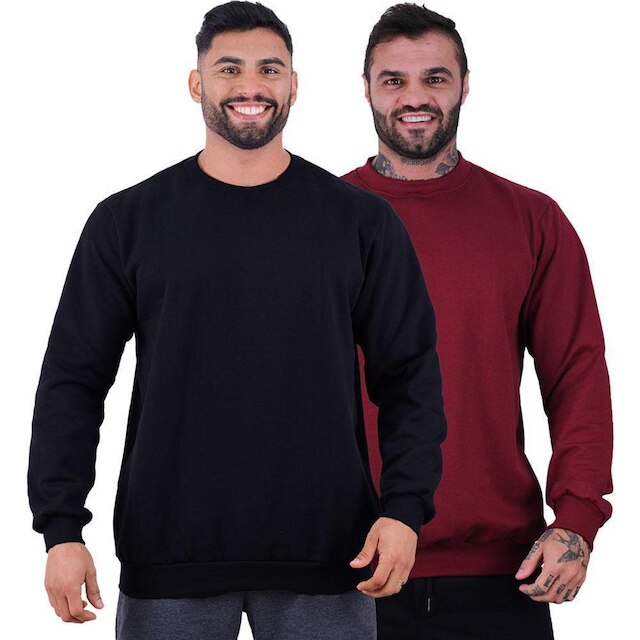Kit 2 Blusa de Frio Moletom Basic MXD Conceito Sem Capuz Lisas