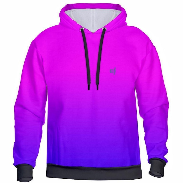 Kit 2 Blusa de Frio Moletom Estampada Degrade Com Capuz Bolsos Laterais de Poliéster