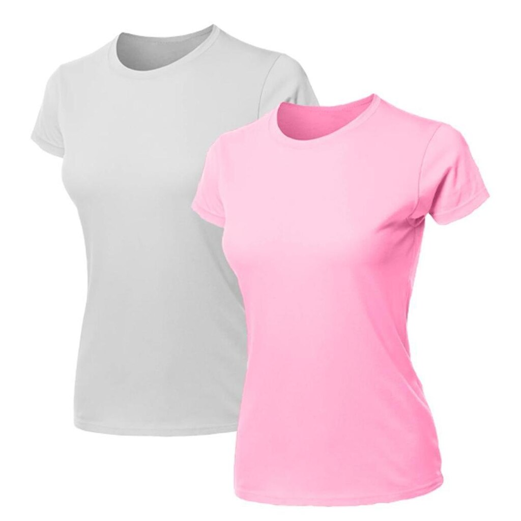Kit 2 Blusa Feminina Camiseta Lisa Básica Algodão Camisa Baby Look Blusas