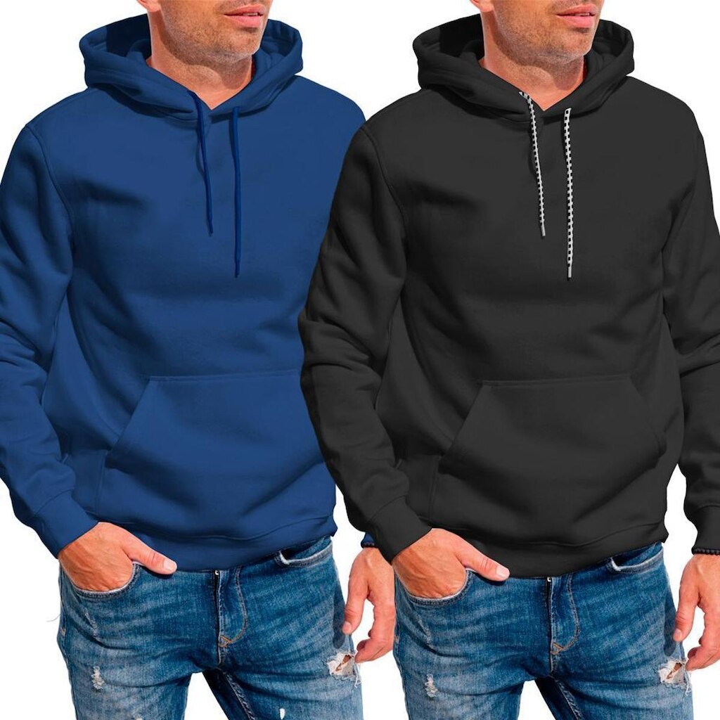 Kit 2 Blusa Moletom Canguru com Capuz Liso Sem Estampa Unissex Feminino Masculino Juvenil Blusas