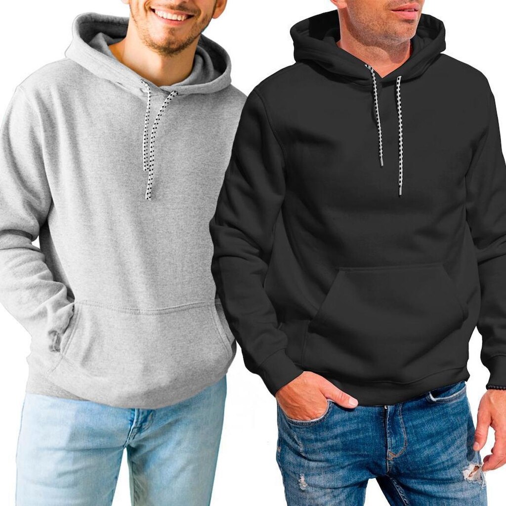 Kit 2 Blusa Moletom Canguru com Capuz Liso Sem Estampa Unissex Feminino Masculino Juvenil Blusas