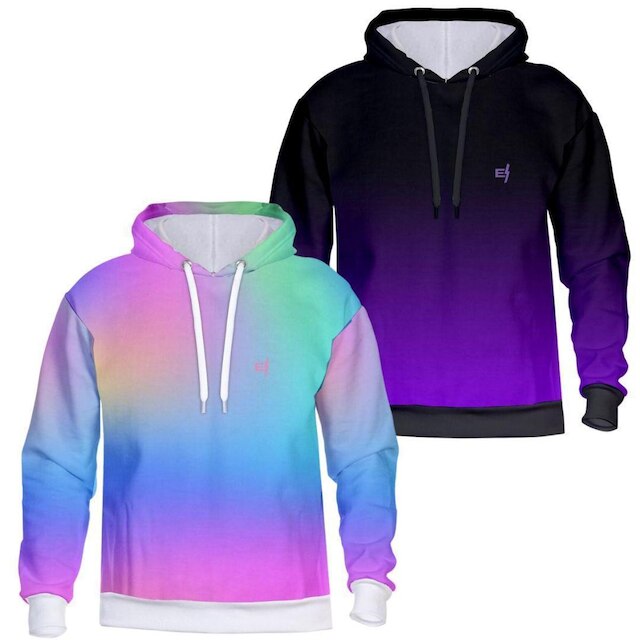 Kit 2 Blusa Moletom De frio Degrade Estampada Com Capuz e Bolsos Laterais