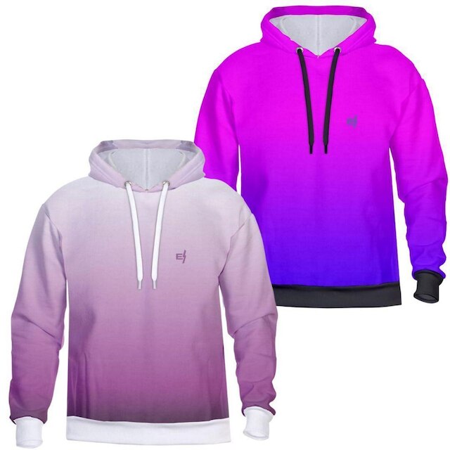Kit 2 Blusa Moletom De frio Degrade Estampada Com Capuz e Bolsos Laterais