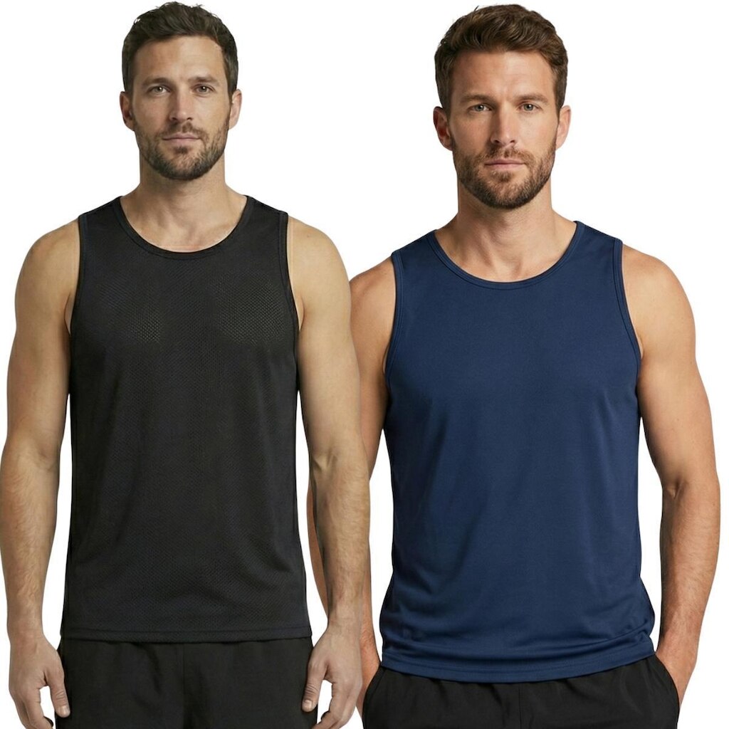 KIT 2 Blusa Regata Maculina Dry Serra e Mar Fresca Regata Esportiva Masculina Camiseta Respirável