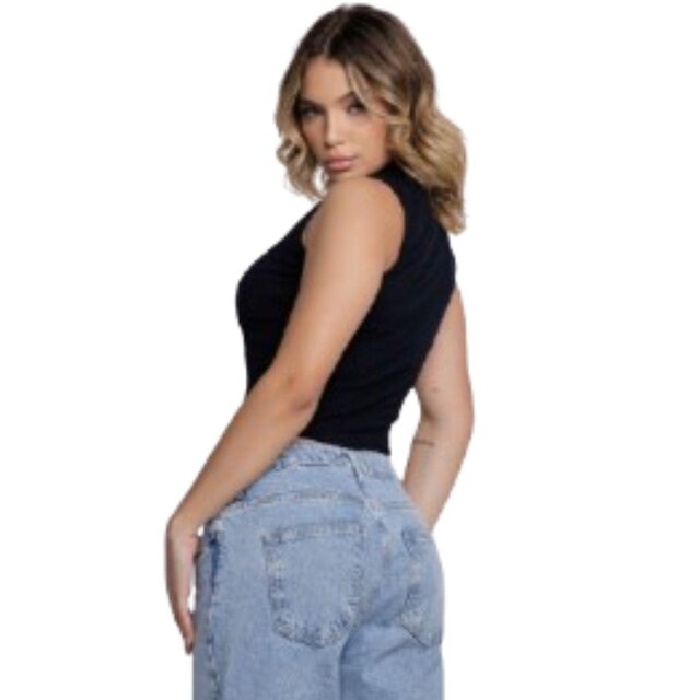 KIT 2 Blusa Sem Manga Regata Gola Alta Serra e Mar Modas Básica Confortavel Moda Casual Blogueira