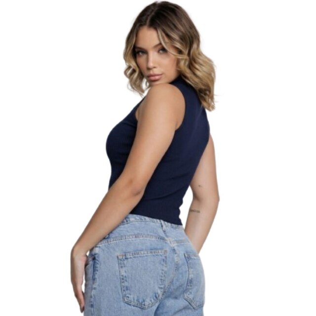 KIT 2 Blusa Sem Manga Regata Gola Alta Serra e Mar Modas Básica Confortavel Moda Casual Blogueira