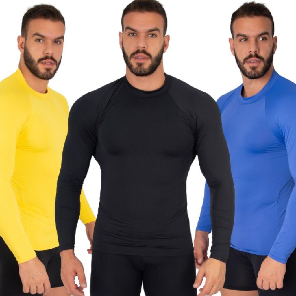 KIT 2 Blusa Térmica Poliamida Bella Fiore Proteção UV Frio Manga Longa Segunda Pele Moda Fitness