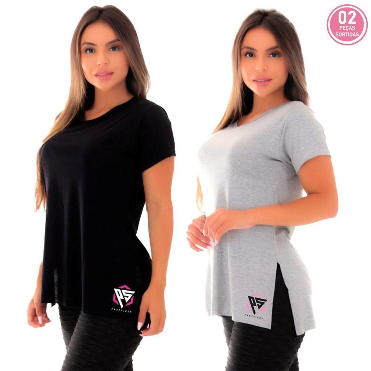 KIT 2 BLUSAS COMPRIDA ACADEMIA TAPA BUMBUM PS - Cinza Menor preço em KIT 2 BLUSAS COMPRIDA ACADEMIA TAPA BUMBUM PS - Cinza