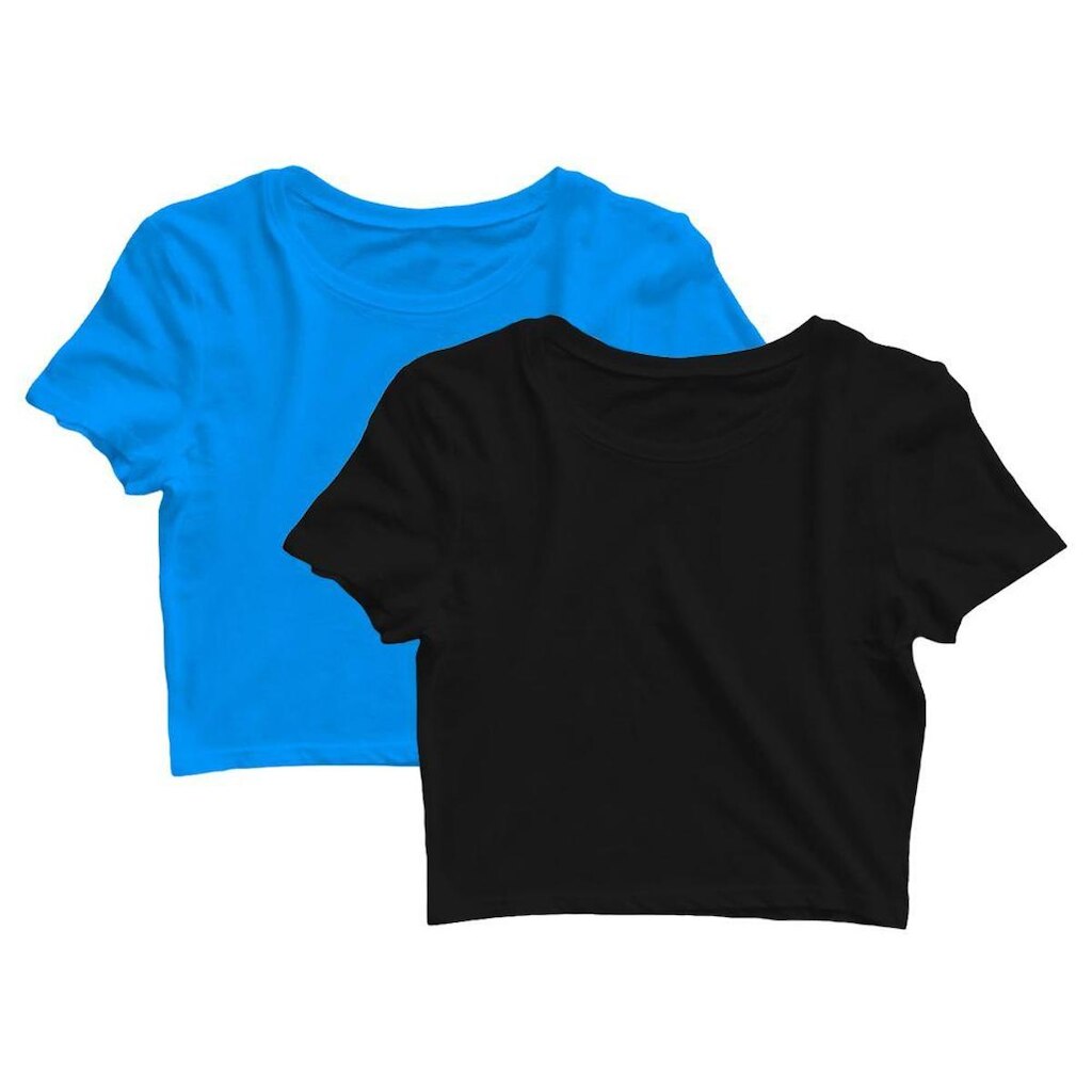 Kit 2 Blusas Cropped Feminina Academia Fitness Treino Manga Curta Básica Lisa Camiseta Blusinha