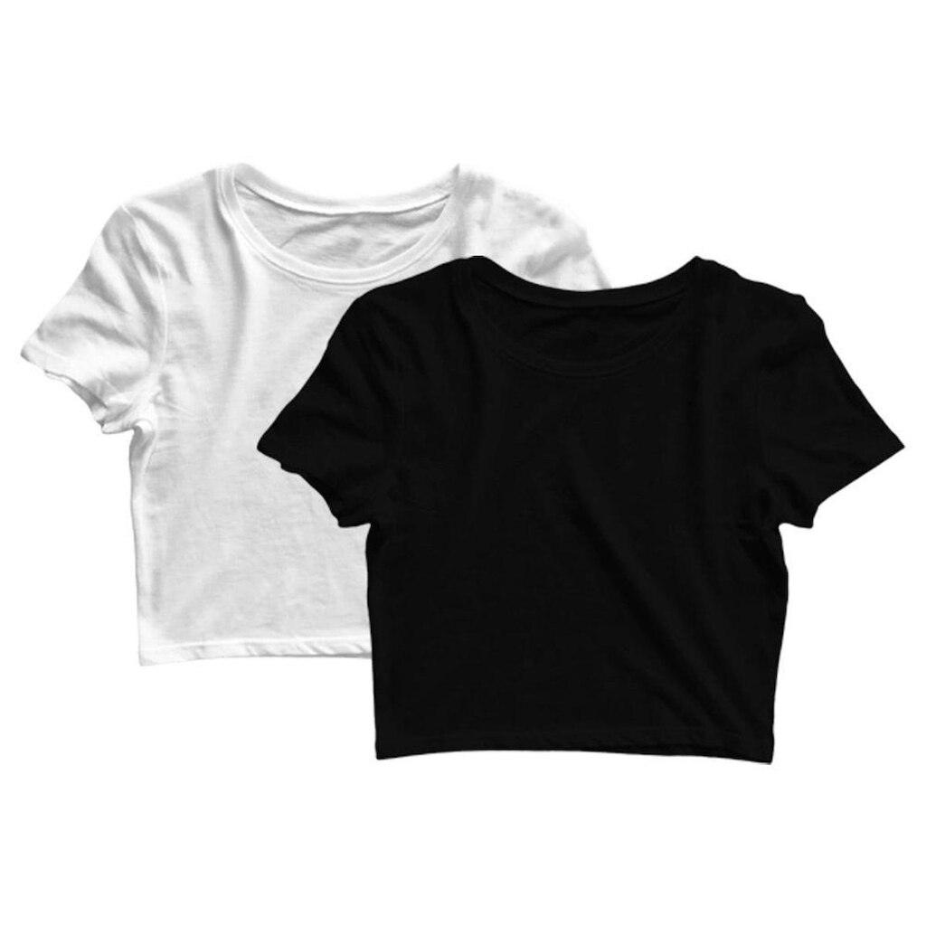 Kit 2 Blusas Cropped Feminina Academia Fitness Treino Manga Curta Básica Lisa Camiseta Blusinha