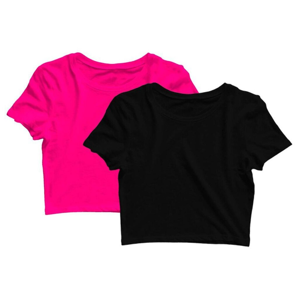 Kit 2 Blusas Cropped Feminina Academia Fitness Treino Manga Curta Básica Lisa Camiseta Blusinha