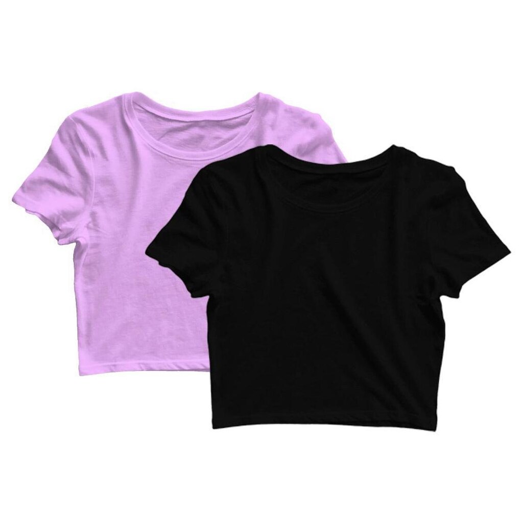 Kit 2 Blusas Cropped Feminina Academia Fitness Treino Manga Curta Básica Lisa Camiseta Blusinha