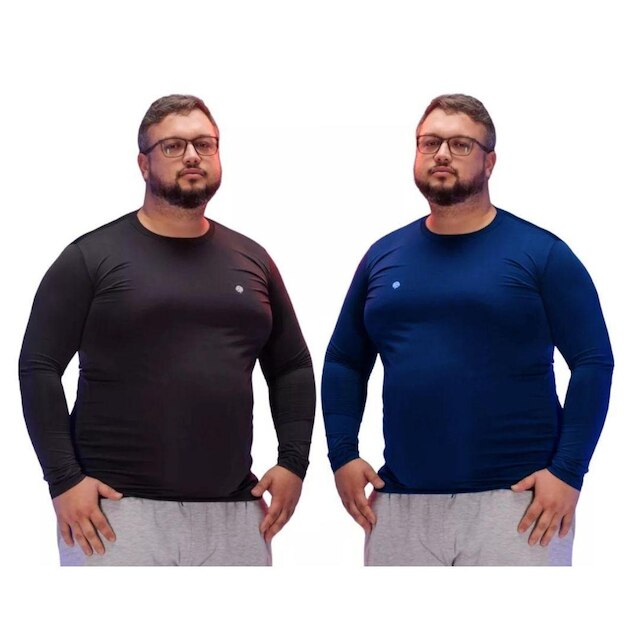Kit 2 Blusas Térmica Masculina Plus Size Uv50+ Segunda Pele Proteção Solar