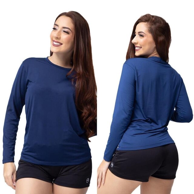 Kit 2 Blusas Termicas Feminina Uv50+ Segunda Pele Proteção Solar