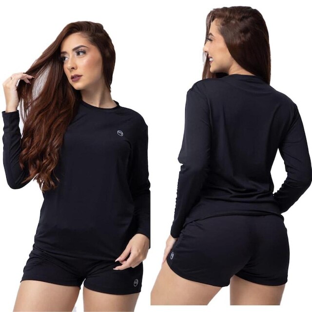 Kit 2 Blusas Termicas Feminina Uv50+ Segunda Pele Proteção Solar