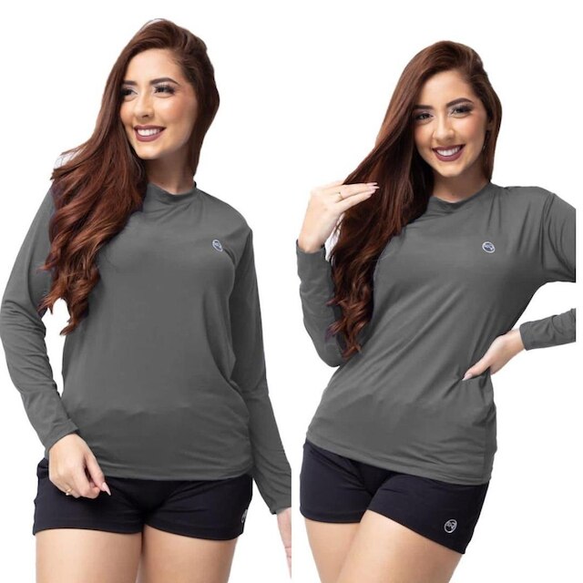 Kit 2 Blusas Termicas Feminina Uv50+ Segunda Pele Proteção Solar