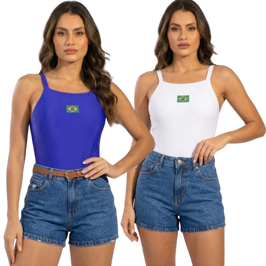 KIT 2 Body Cavado Brasil Costa Nua Serra e Mar Básico Piscina Roupa Para Treino Verão Musculação