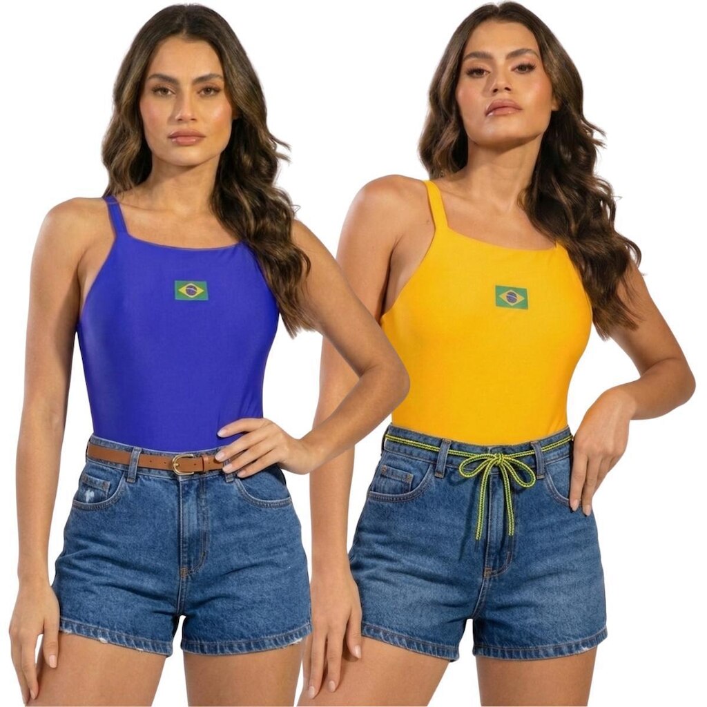 KIT 2 Body Cavado Brasil Costa Nua Serra e Mar Básico Piscina Roupa Para Treino Verão Musculação