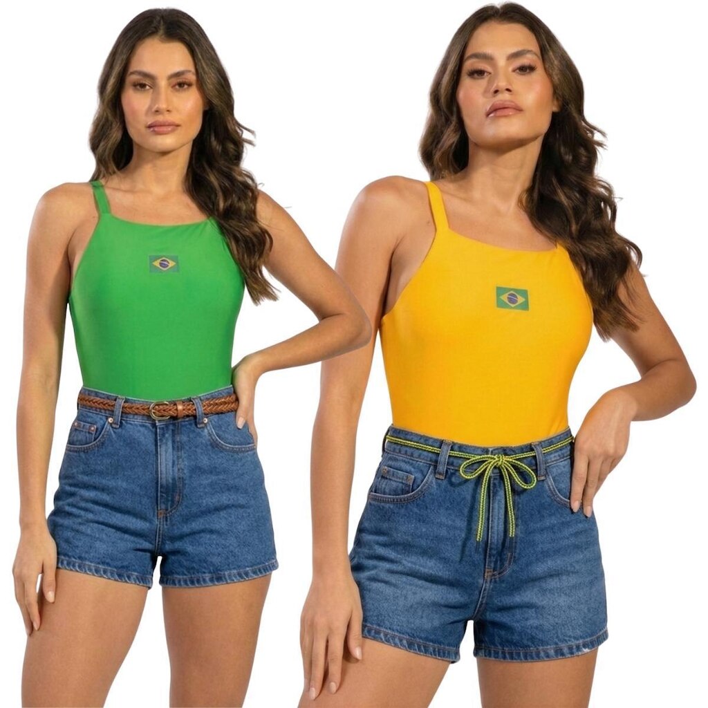 KIT 2 Body Cavado Brasil Costa Nua Serra e Mar Básico Piscina Roupa Para Treino Verão Musculação