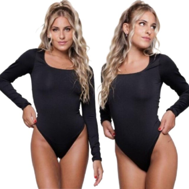 KIT 2 Body Gola Quadrada Serra e Mar Manga Longa Blogueira Moda Casual