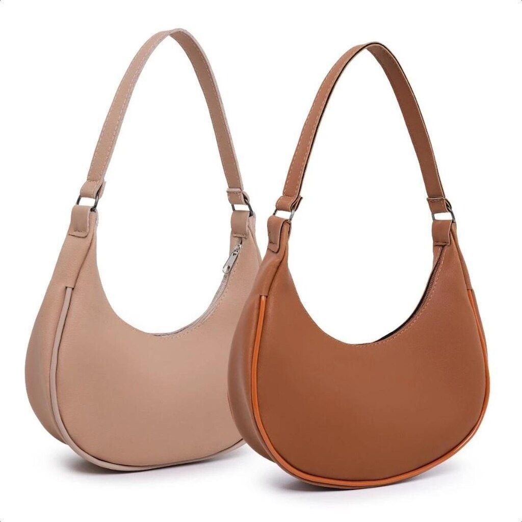 Kit 2 Bolsas Meia Lua Baguete De Ombro Mão Estilosa Elegante Luxo Sofisticada Discreta Festa Balada