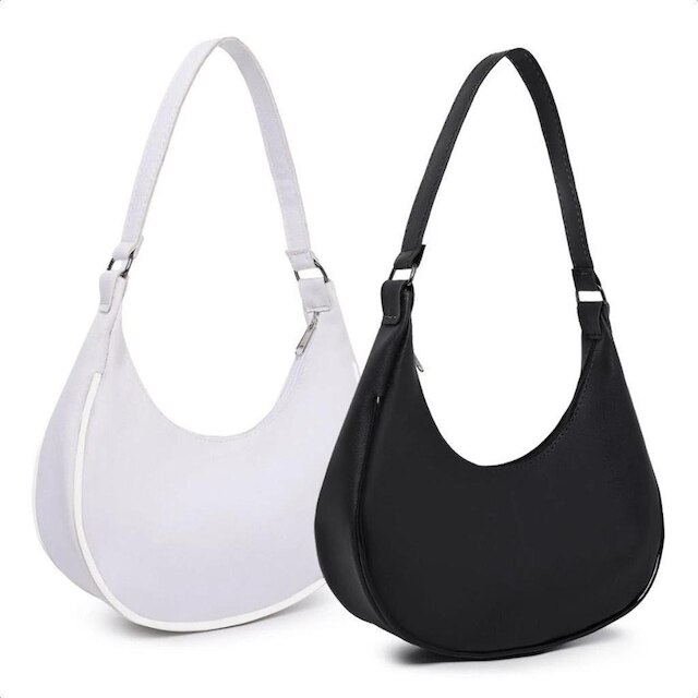 Kit 2 Bolsas Meia Lua Baguete De Ombro Mão Estilosa Elegante Luxo Sofisticada Discreta Festa Balada