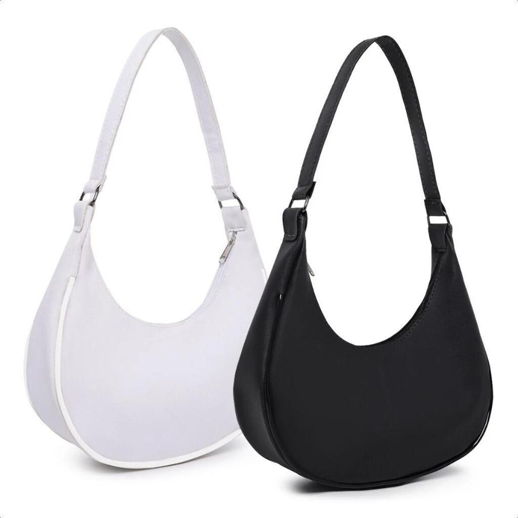 Kit 2 Bolsas Meia Lua Baguete De Ombro Mão Estilosa Elegante Luxo Sofisticada Discreta Festa Balada