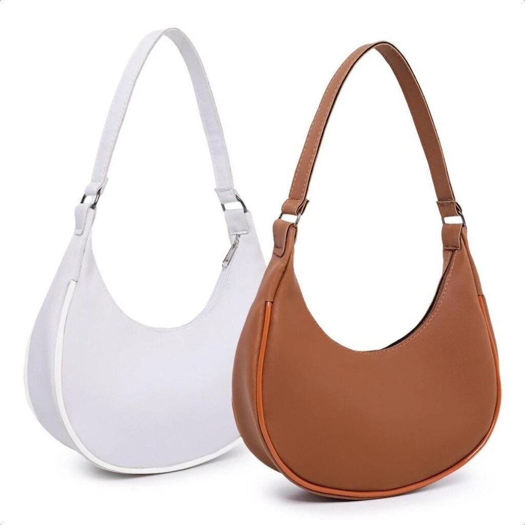 Kit 2 Bolsas Meia Lua Baguete De Ombro Mão Estilosa Elegante Luxo Sofisticada Discreta Festa Balada