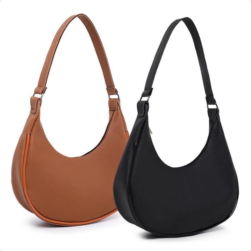 Kit 2 Bolsas Meia Lua Baguete De Ombro Mão Estilosa Elegante Luxo Sofisticada Discreta Festa Balada
