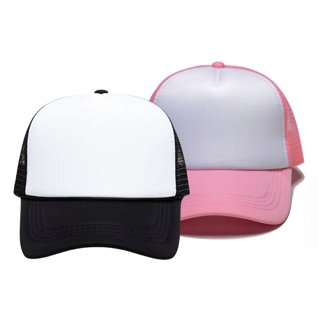 Kit 2 Bonés Trucker Aba Curva Tela Telinha Liso Básico Ajustável Snapback Unissex Masculino Feminino