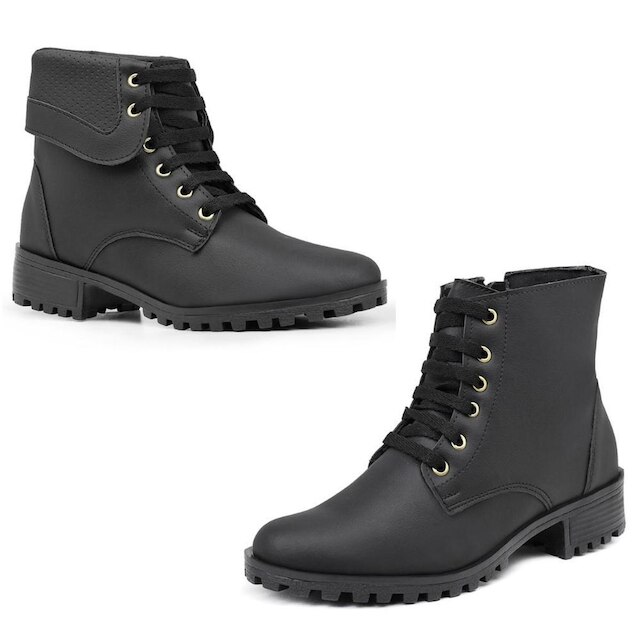 Kit 2 Botas Mid Coturno Cano Médio Feminino