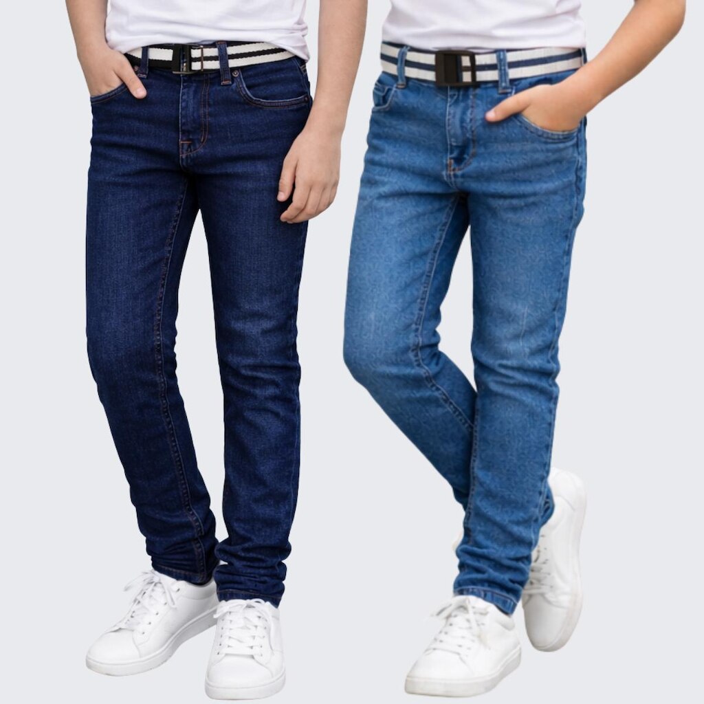 Kit 2 Calça Jeans Infantil Menino Com Cinto