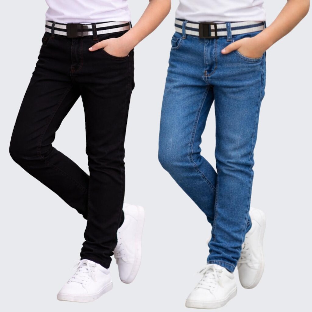 Kit 2 Calça Jeans Infantil Menino Com Cinto