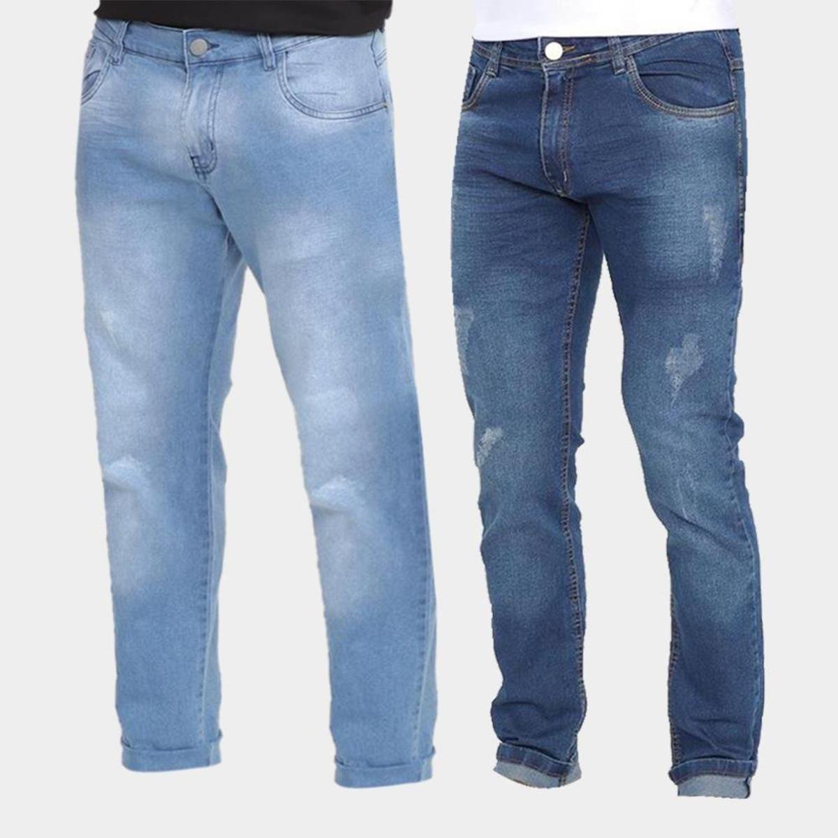 Kit 2 Calça Jeans Masculina Skinny Estilo Conforto Dia a Dia - Marinho Menor preço em Kit 2 Calça Jeans Masculina Skinny Estilo Conforto Dia a Dia - Marinho