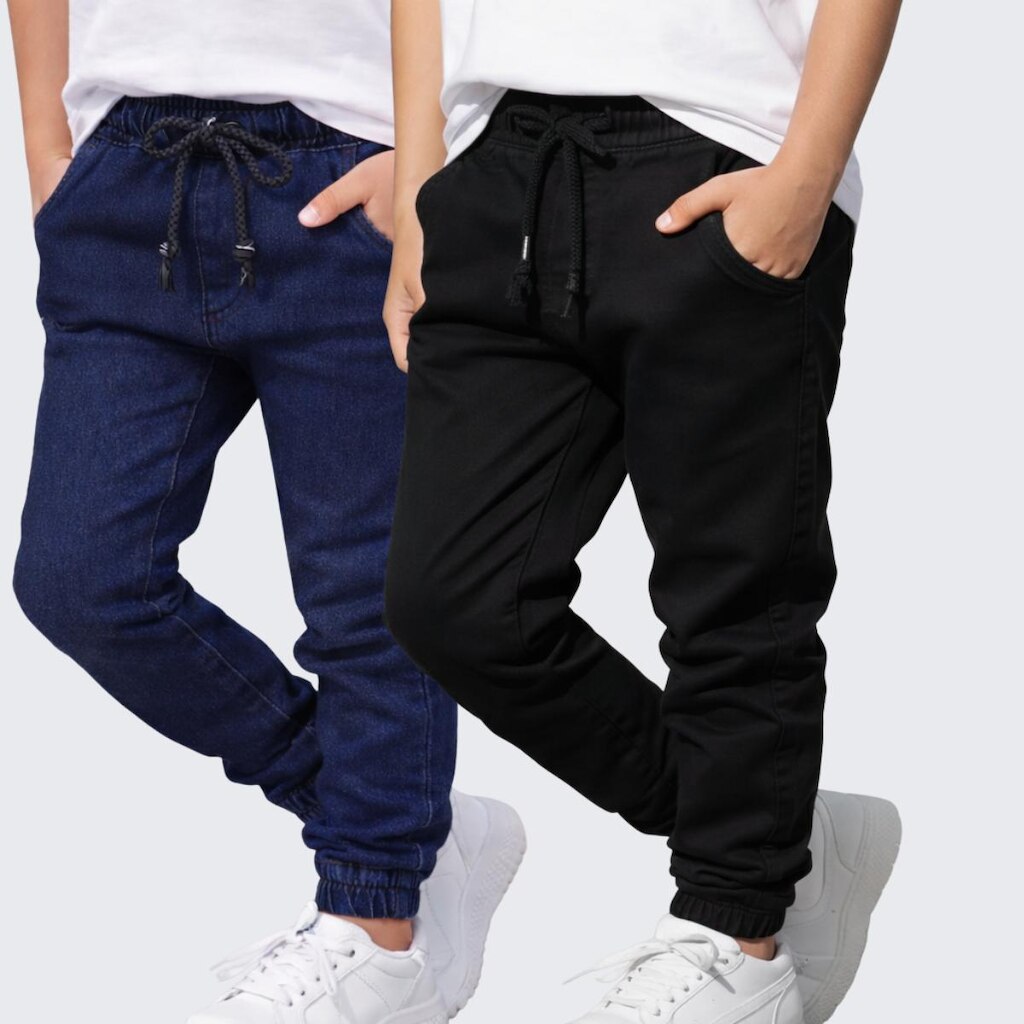 Kit 2 Calça Jogger Infantil Menino Com Punho