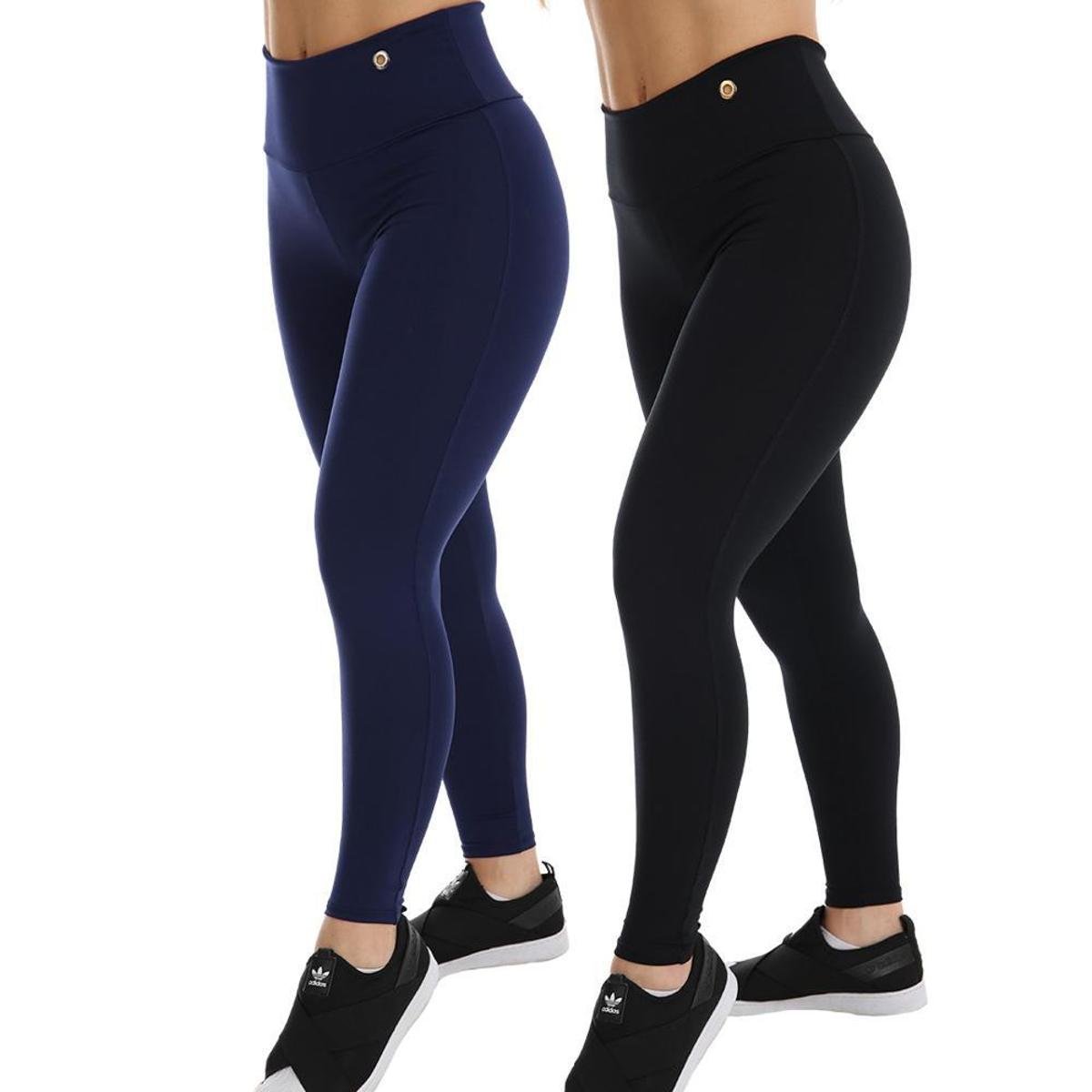 Kit 2 Calça Legging Suplex Cós Alto Duplo Lisa Ilhós Feminina Menor preço em Kit 2 Calça Legging Suplex Cós Alto Duplo Lisa Ilhós Feminina