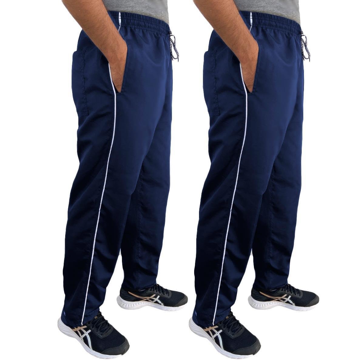 Kit 2 Calça Masculina Tactel Grosso 3 Bolsos Academia Costura Reforçada - Azul Menor preço em Kit 2 Calça Masculina Tactel Grosso 3 Bolsos Academia Costura Reforçada - Azul