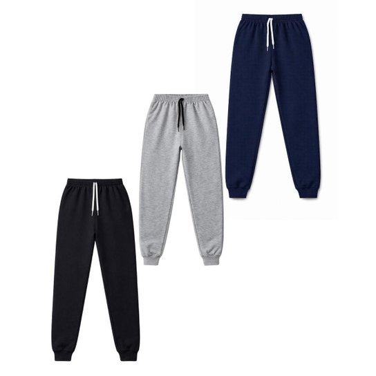 Kit 2 Calça Moletom Cadarço Flanelado Juvenil inverno unissex 10-16