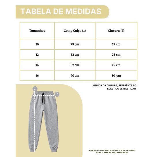 Kit 2 Calça Moletom Cadarço Flanelado Juvenil inverno unissex 10-16