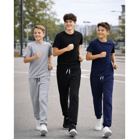 Kit 2 Calça Moletom Cadarço Flanelado Juvenil inverno unissex 10-16