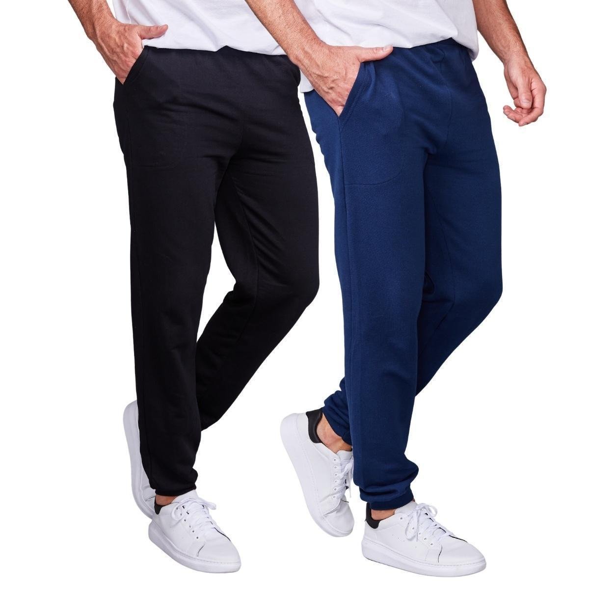 Kit 2 Calça Moletom Masculino Jogger Slim Fit Menor preço em Kit 2 Calça Moletom Masculino Jogger Slim Fit