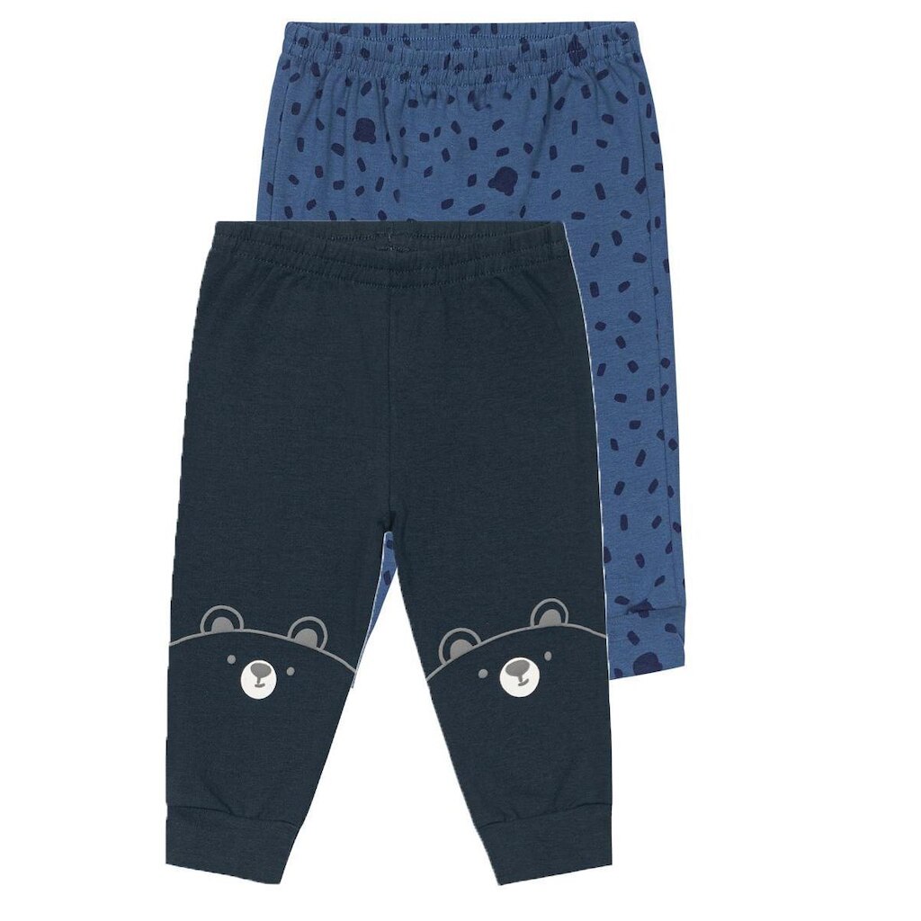 Kit 2 Calças Bebê Ursinho Menino Marinho/Azul Brandili