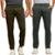 Kit 2 Calças de Sarja Chino Com Bolso Traseiro Embutido Alfaiataria - Chumbo+Verde