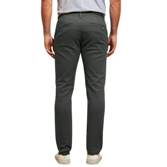Kit 2 Calças de Sarja Chino Com Bolso Traseiro Embutido Alfaiataria