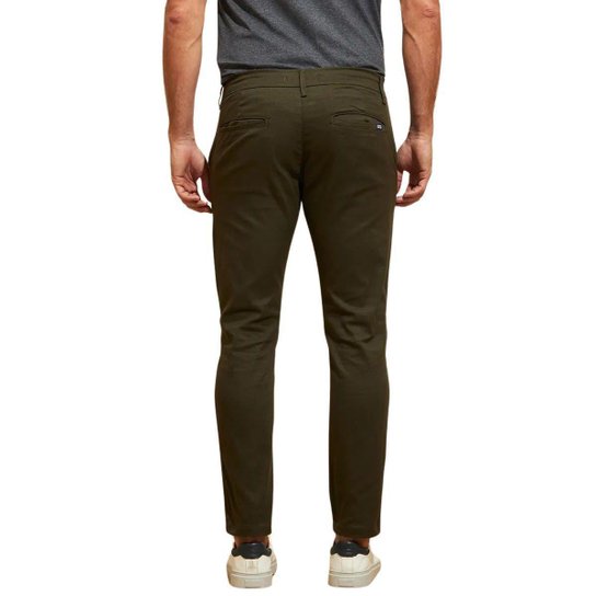 Kit 2 Calças de Sarja Chino Com Bolso Traseiro Embutido Alfaiataria