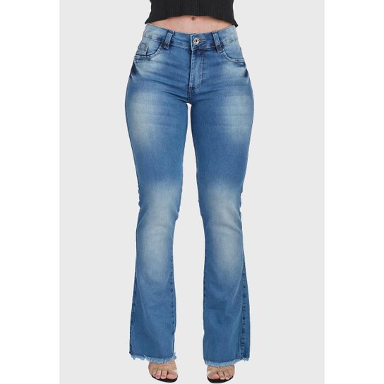 Kit 2 Calças Flare Jeans HNO Jeans Petit Flare Azul Marinho e Azul Stonada